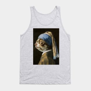 The Chihuahua with a Pearl Earring - Print / Home Decor / Wall Art / Poster / Gift / Birthday / Chihuahua Lover Gift / Animal print Tank Top